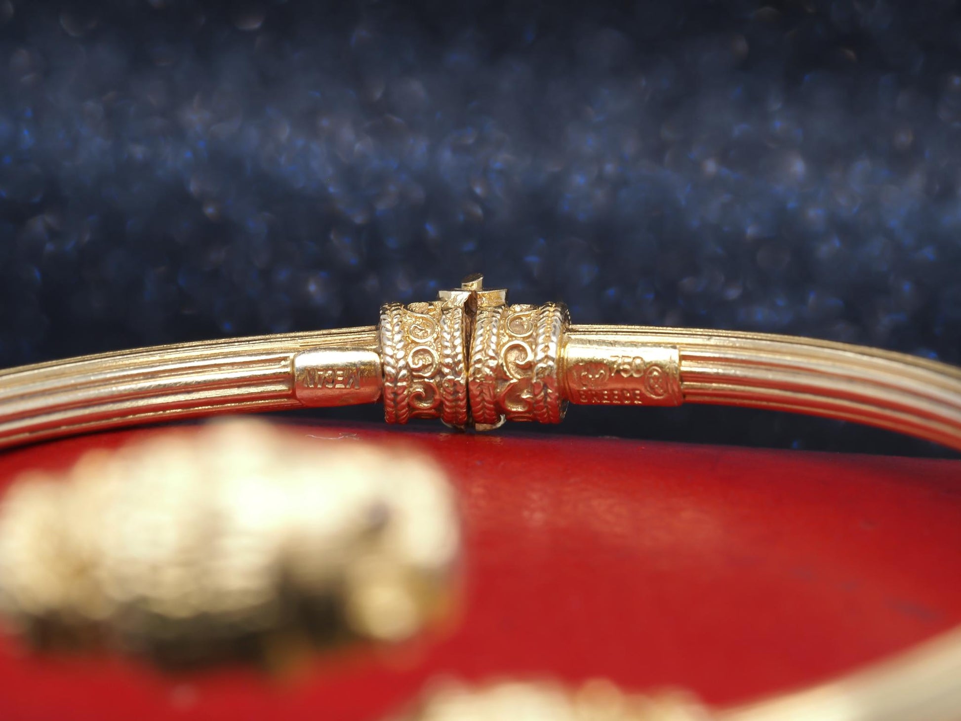 Estate 18K Yellow Gold Ruby Lion Bypass Bracelet -VHK#336B