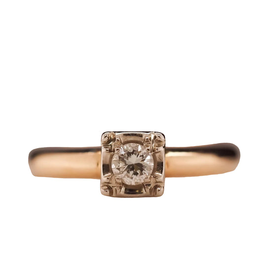 Vintage 1960s 14K Yellow Gold .15ct Diamond Engagement Ring - VHK#659