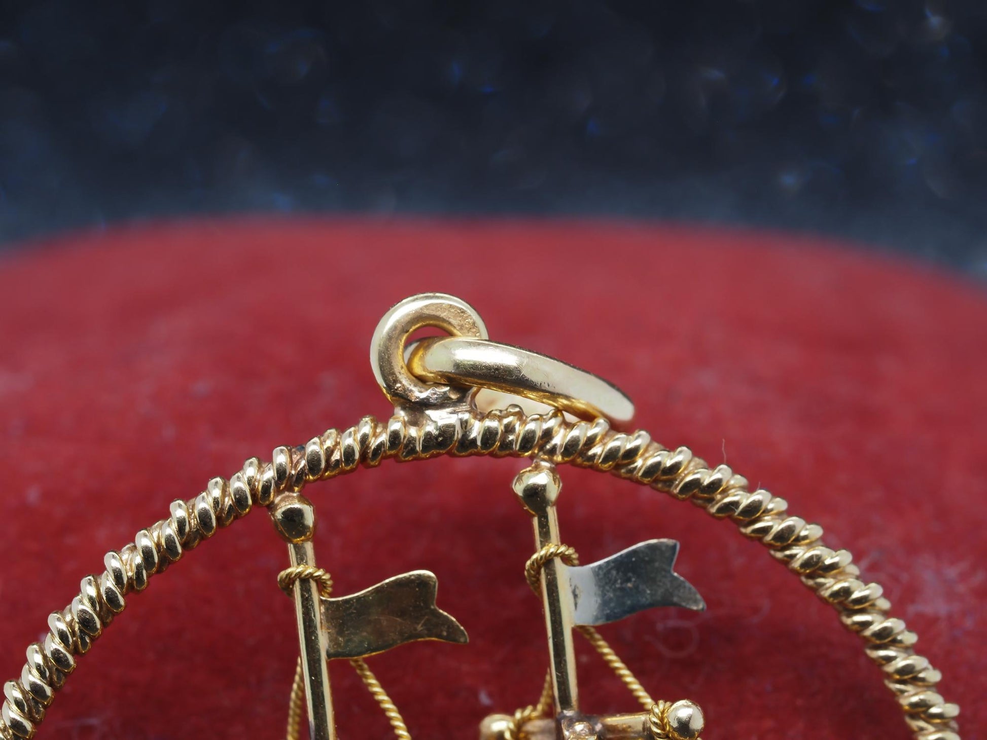 Estate Vintage 18K Yellow Gold Galleon Ship Pendant - VHK#112B