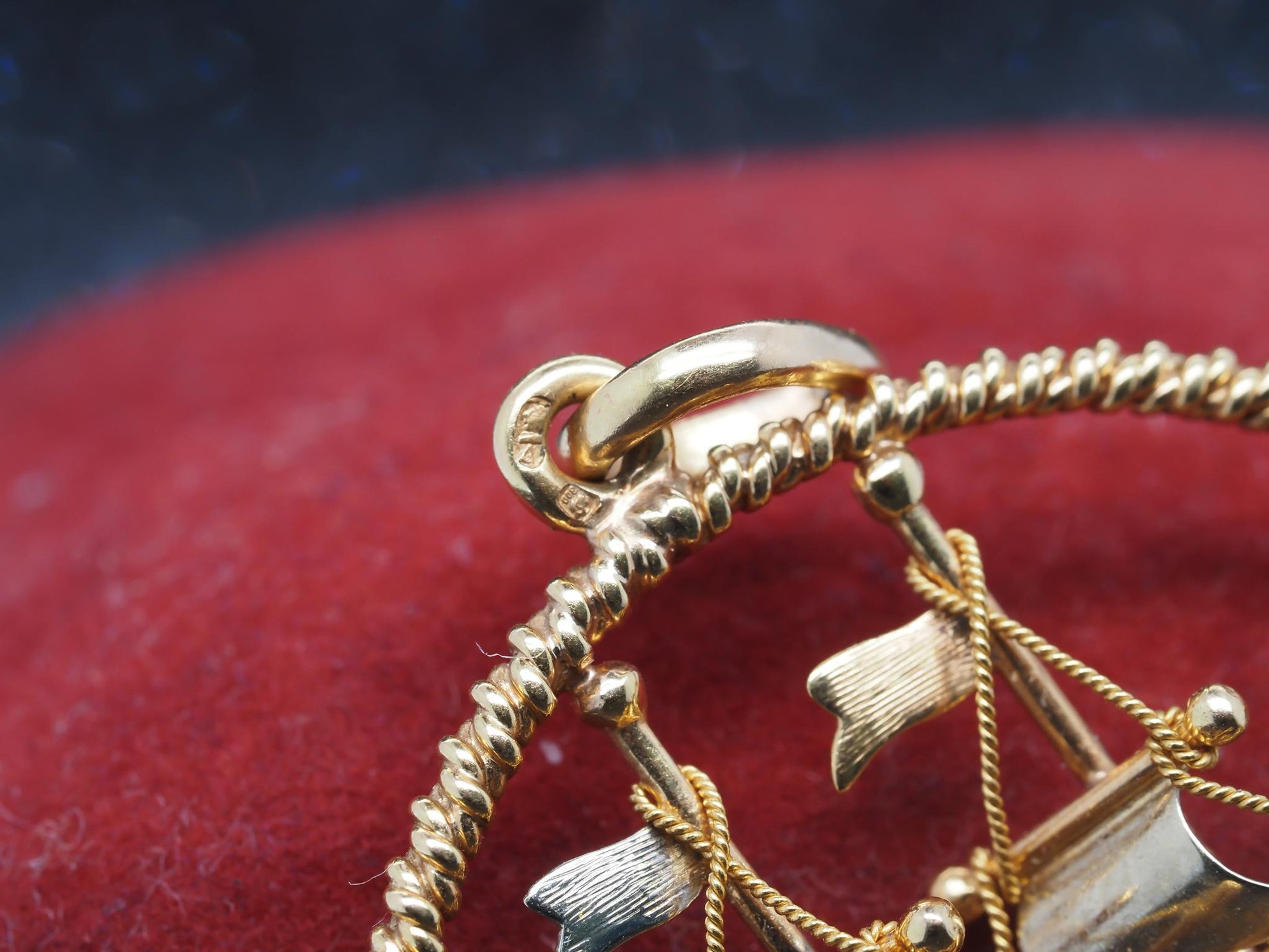 Estate Vintage 18K Yellow Gold Galleon Ship Pendant - VHK#112B