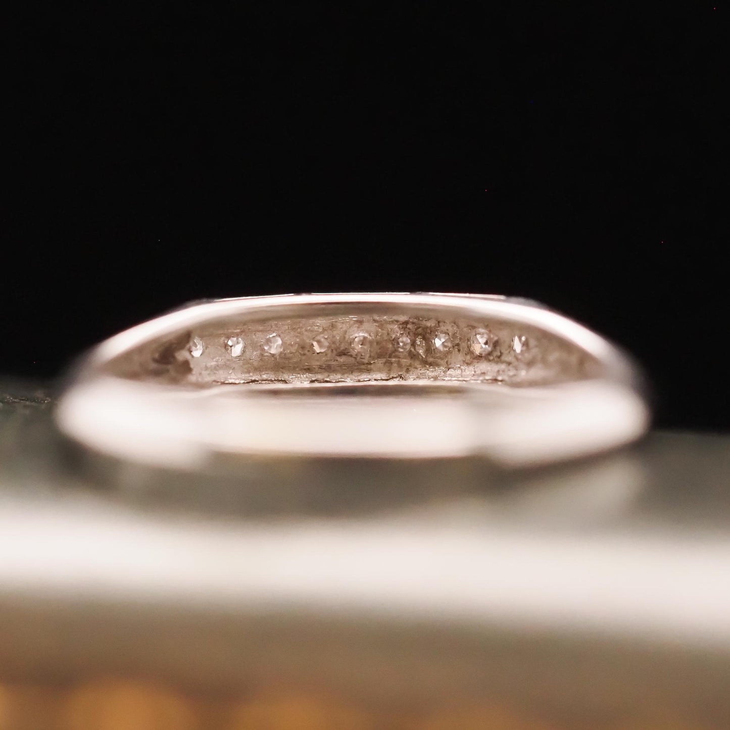 1940s Art Deco 14K White Gold Diamond Wedding Band - VHK#661