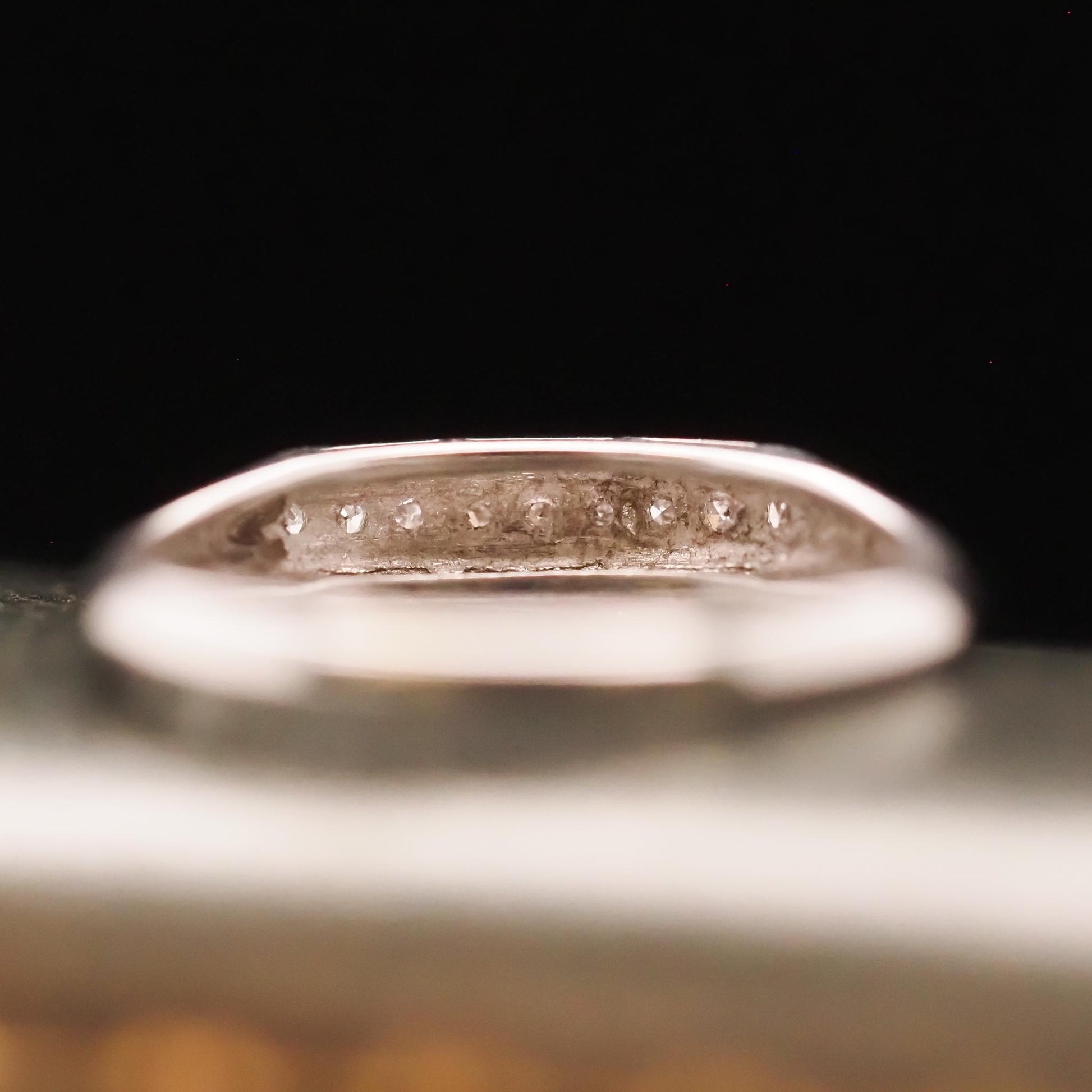 1940s Art Deco 14K White Gold Diamond Wedding Band - VHK#661