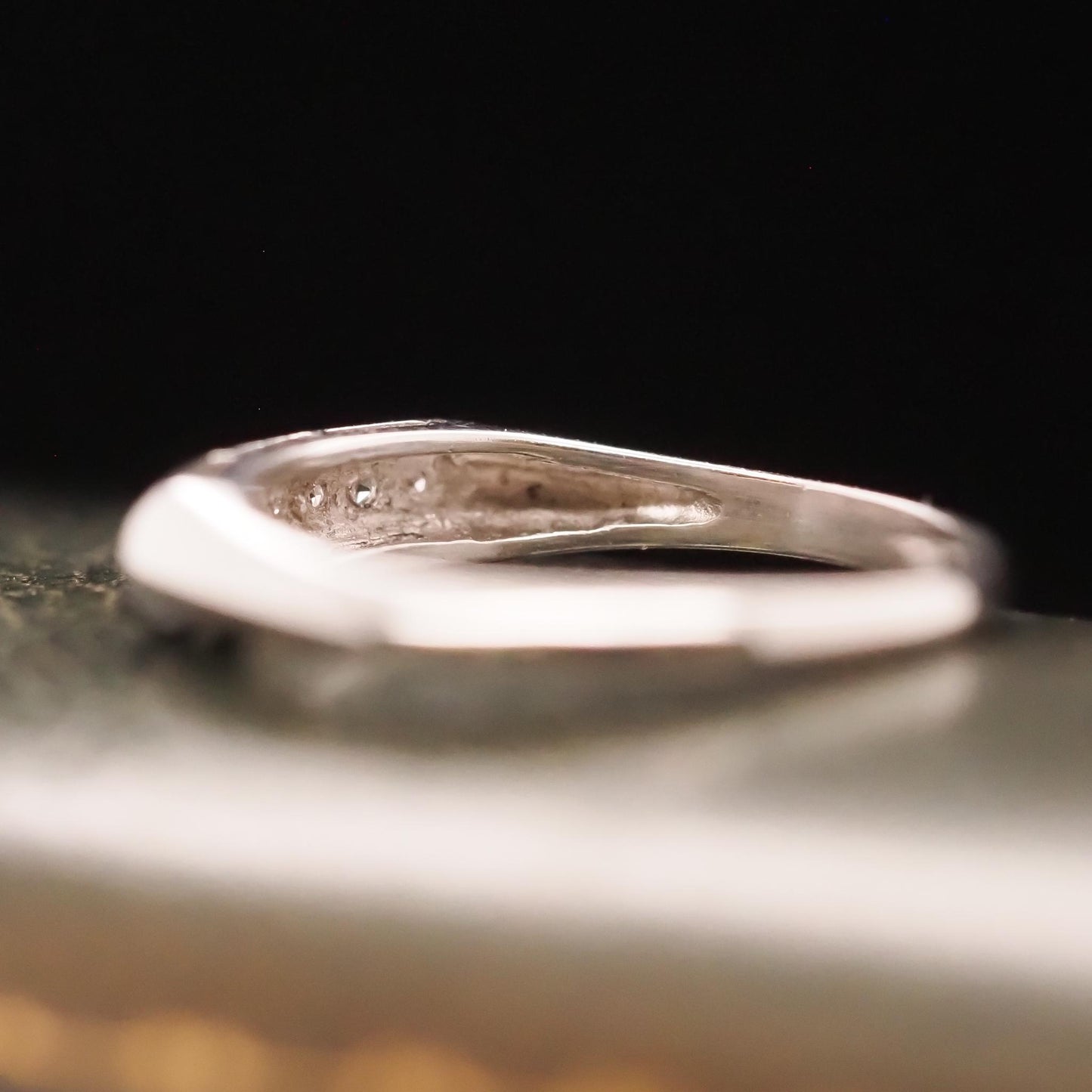 1940s Art Deco 14K White Gold Diamond Wedding Band - VHK#661
