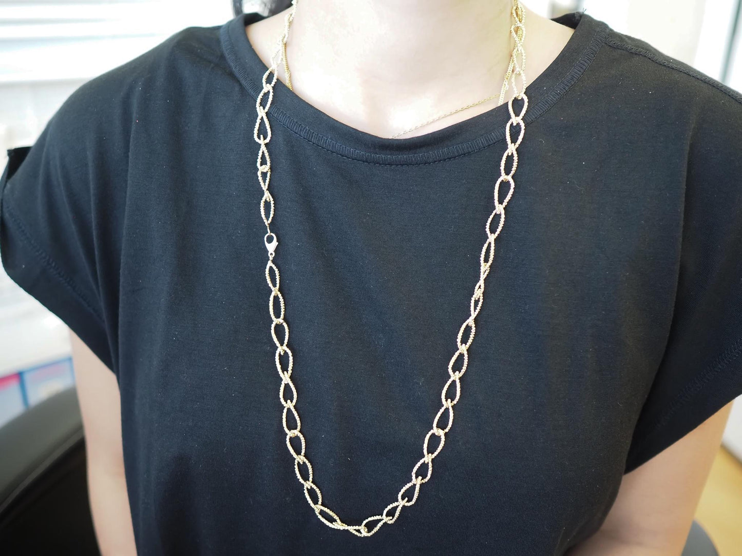 Estate 1960s Textured 14K Yellow Gold Long Chain - VHK#187b