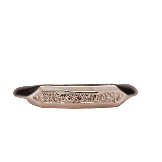 1940s Art Deco 14K White Gold Diamond Wedding Band - VHK#661