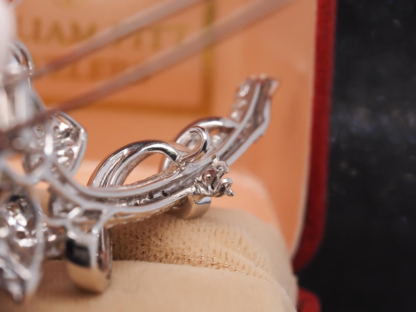 Estate 18K White Gold South Sea Pearl and Diamond Floral Brooch - VHK#426A