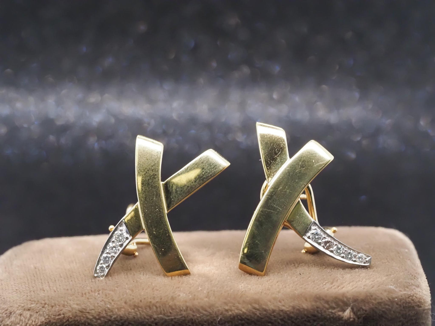 Estate Vintage Tiffany & Co. Paloma Picasso X Diamond Earrings - VHK#885b