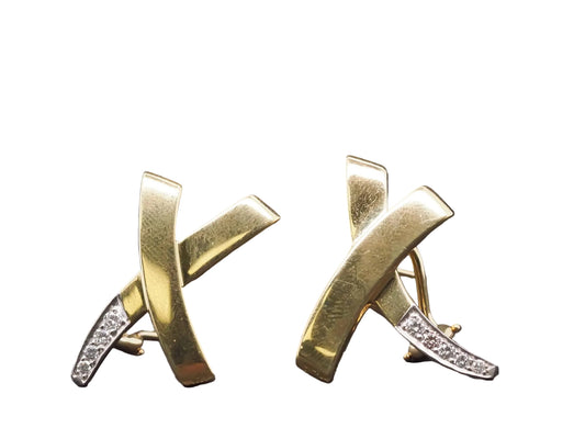 Estate Vintage Tiffany & Co. Paloma Picasso X Diamond Earrings - VHK#885b