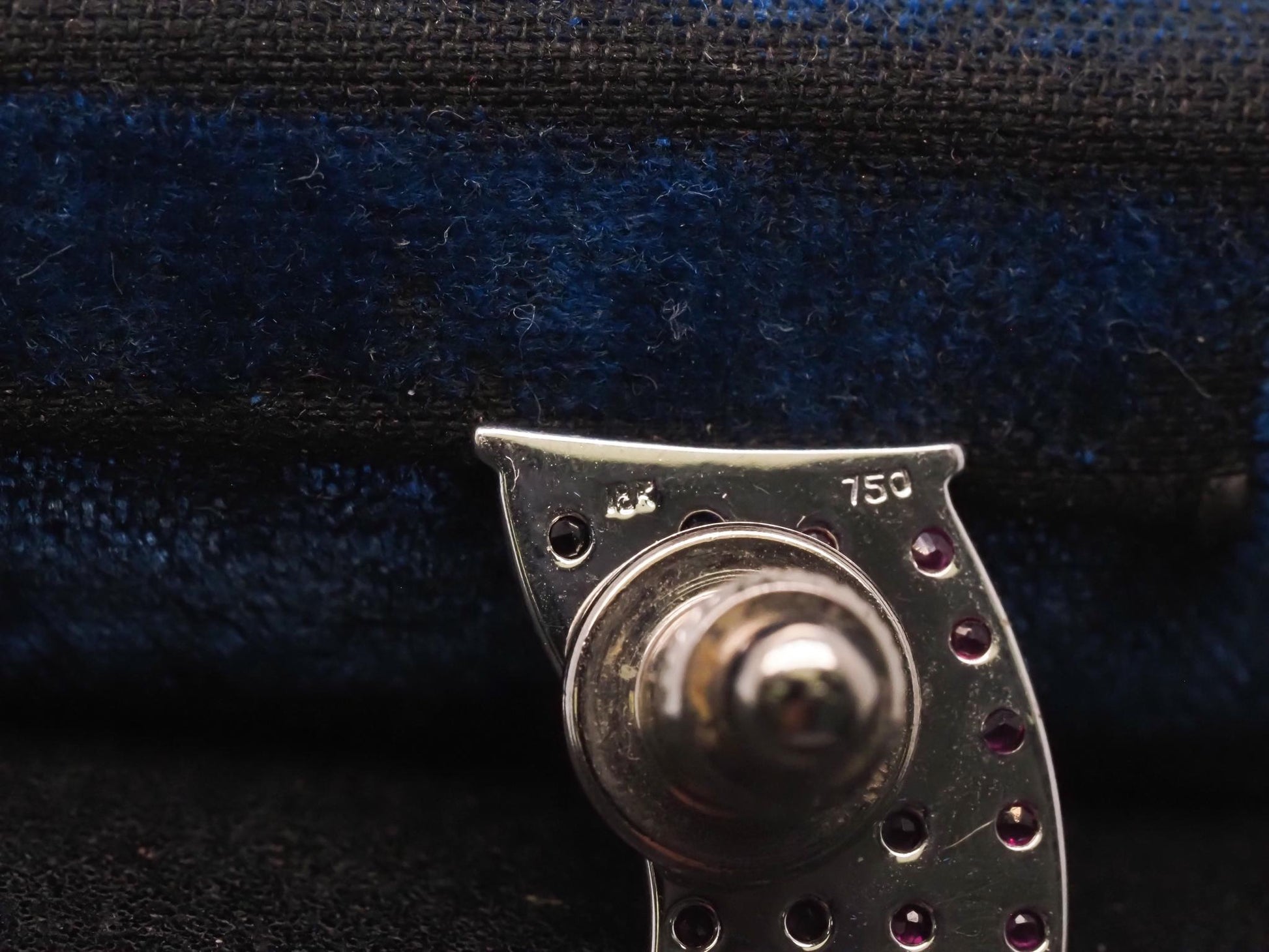 Retro 18K Ruby, Sapphire and Diamond White Gold American Flag Pin - VHK#4