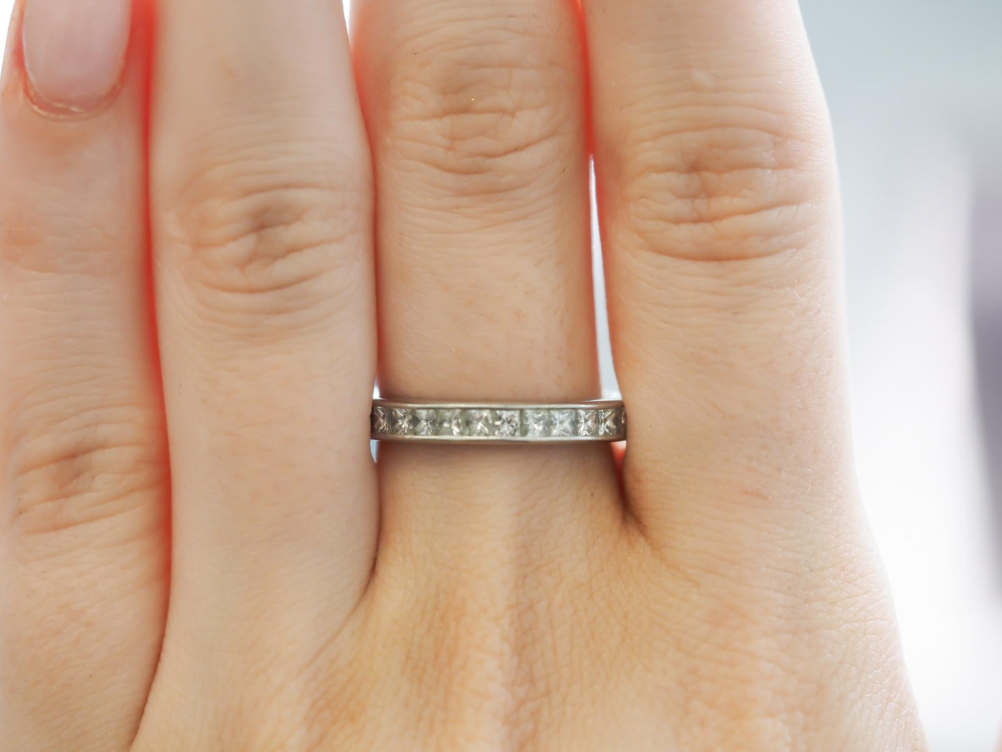Platinum Princess Cut Diamond Eternity Band 3.00ct Size 8.25 - VHK#281