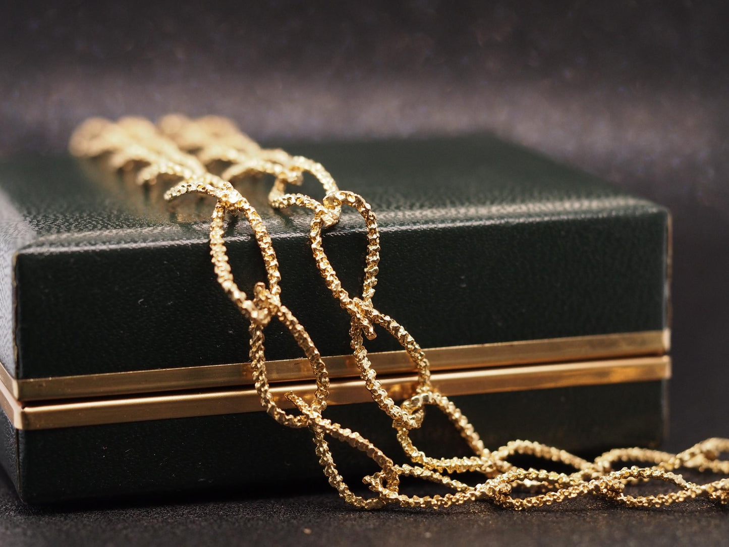 Estate 1960s Textured 14K Yellow Gold Long Chain - VHK#187b