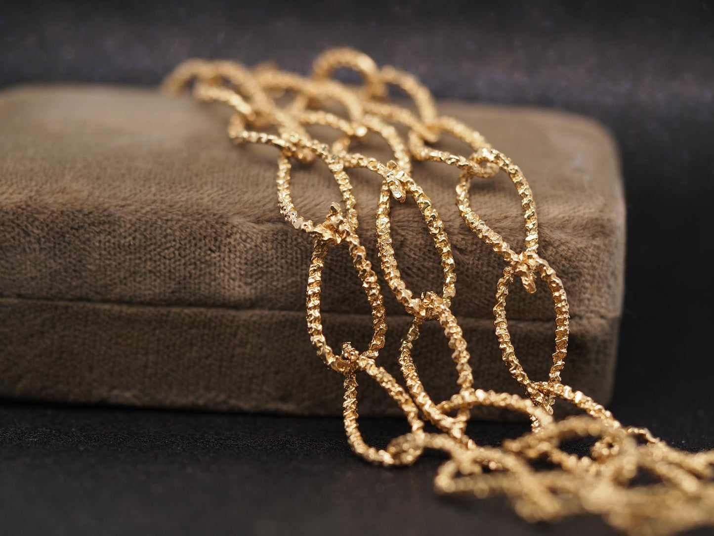 Estate 1960s Textured 14K Yellow Gold Long Chain - VHK#187b