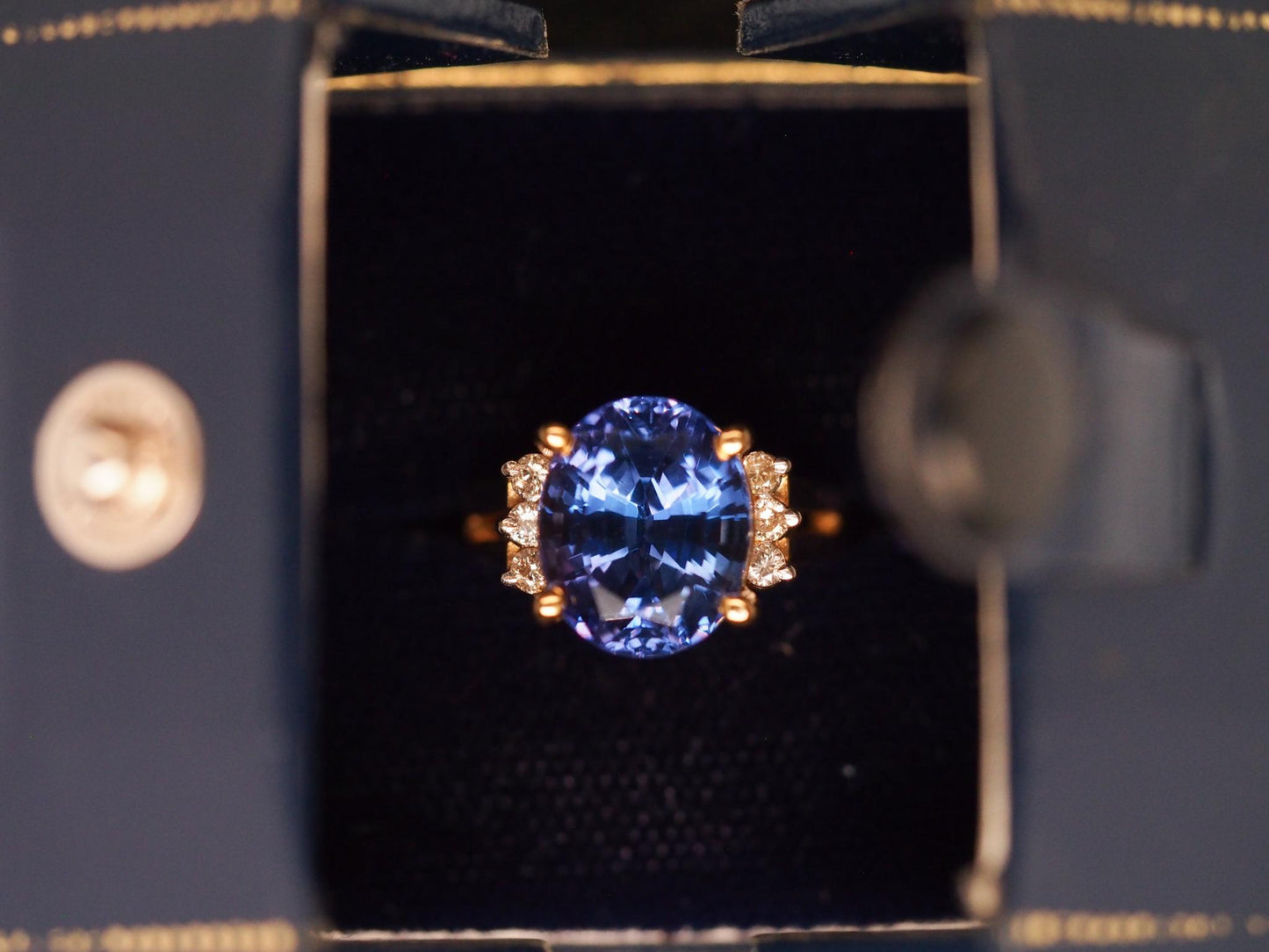 Estate LeVain 14K Yellow Gold Tanzanite and Diamond Ring - VHK#120c