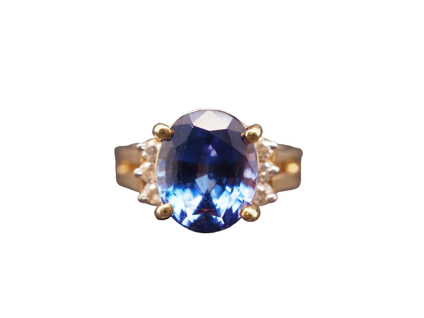 Estate LeVain 14K Yellow Gold Tanzanite and Diamond Ring - VHK#120c
