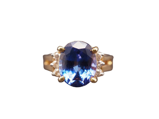 Estate LeVain 14K Yellow Gold Tanzanite and Diamond Ring - VHK#120c