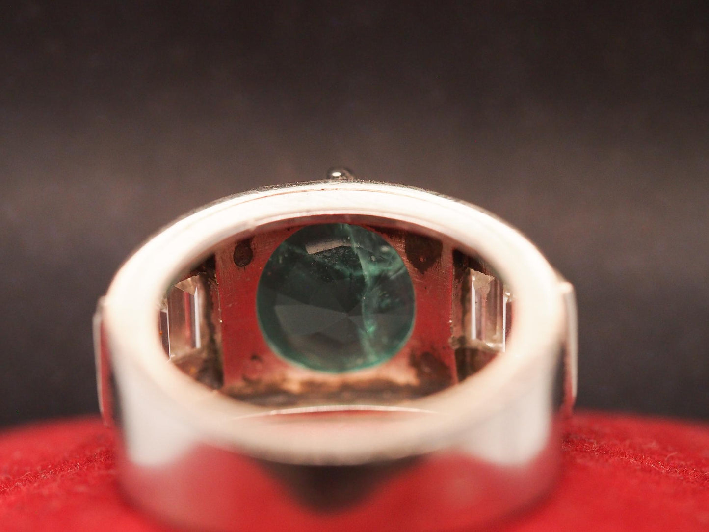 Estate 1960s Platinum Emerald and Diamond Ring - VHK#294a