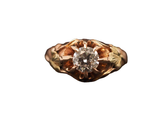 Estate 1.25ct Old European Cut Diamond in 10K  Gold Two Tone Ring - VHK#305b