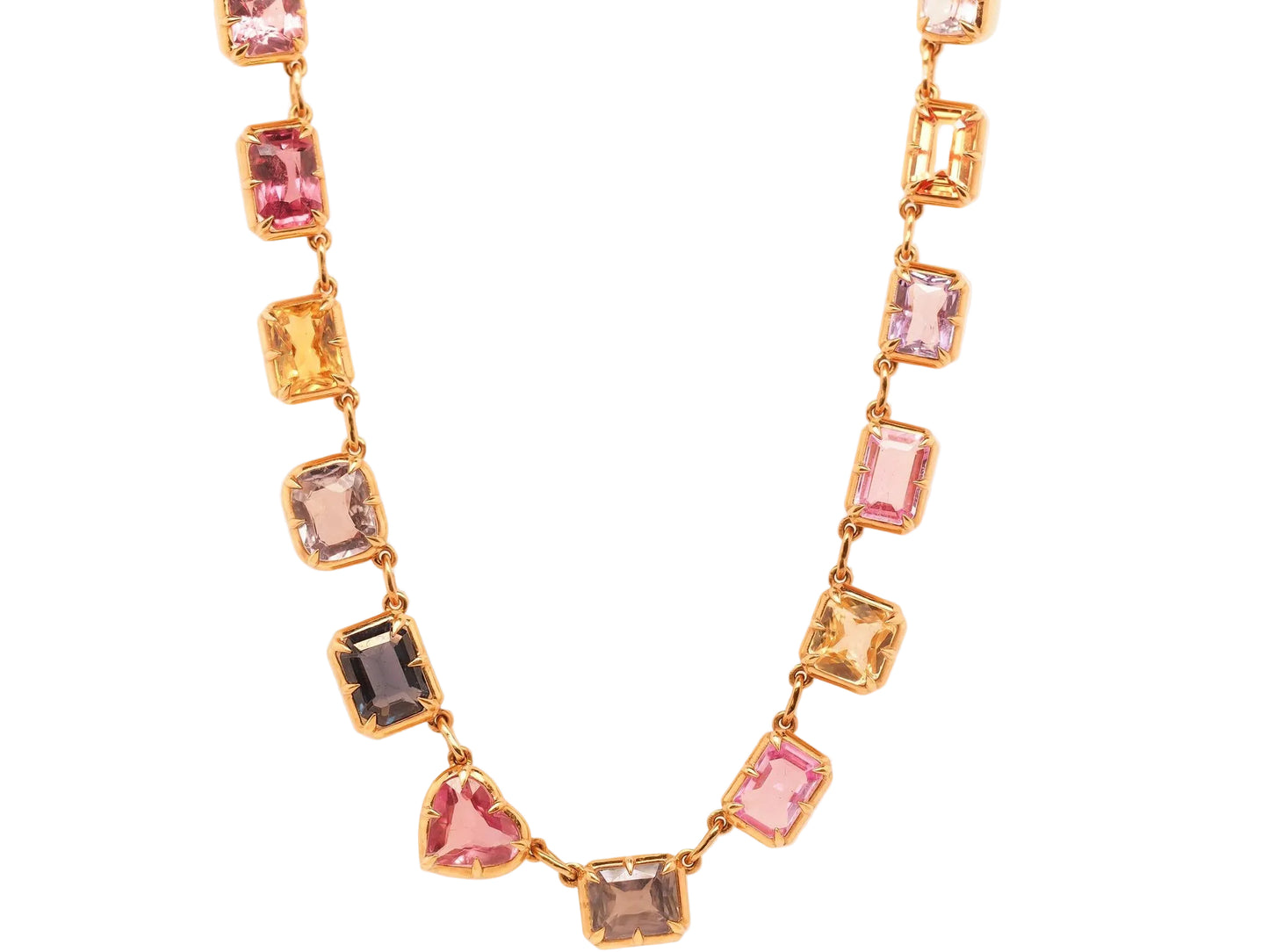 Estate 18K Yellow Gold Multicolor 40ct Unheated Sapphire Necklace - VHK#343a