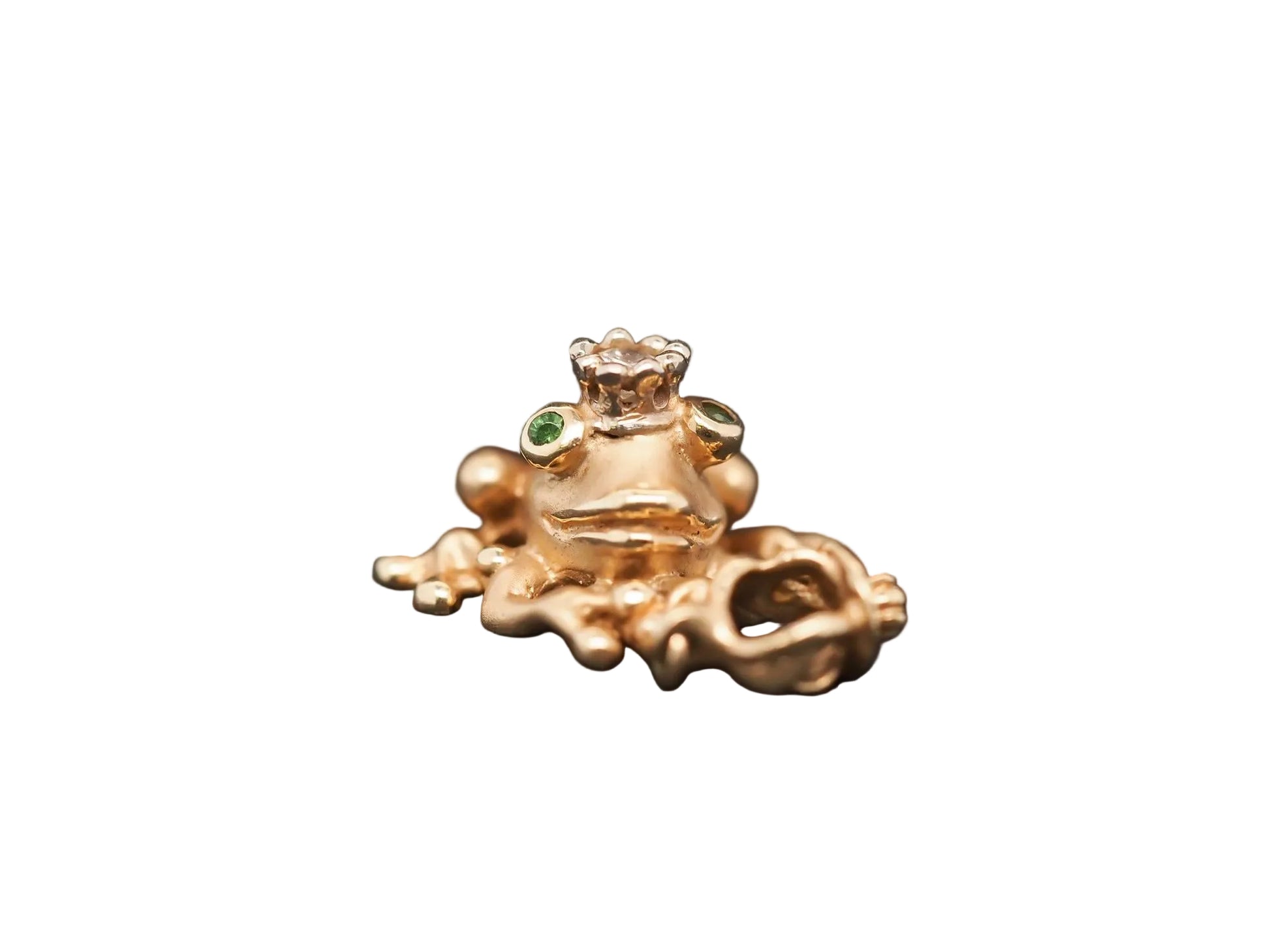 Estate 14K Yellow Gold Frog Pendant with Emerald and Diamonds - VHK#347a