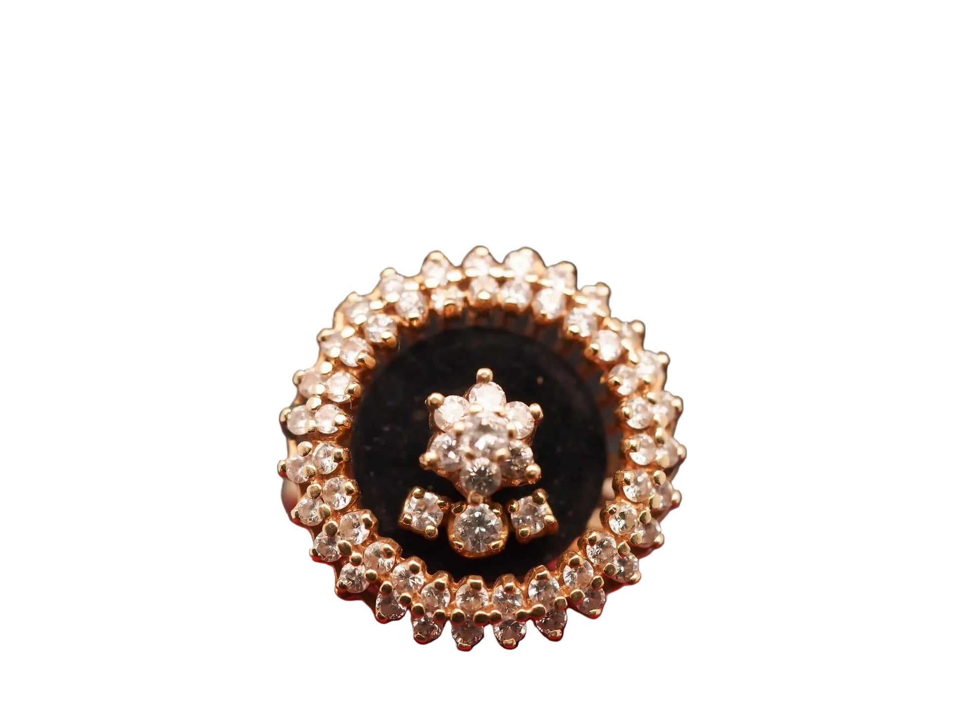 Estate 14K Yellow Gold Diamond Spinner Onyx Ring - VHK#296a