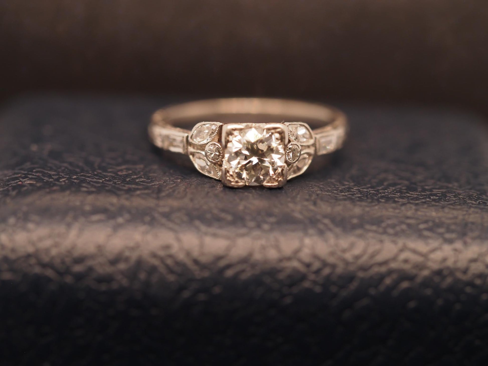 Estate Art Deco Platinum Old European Diamond Engagement Ring - VHK#314a