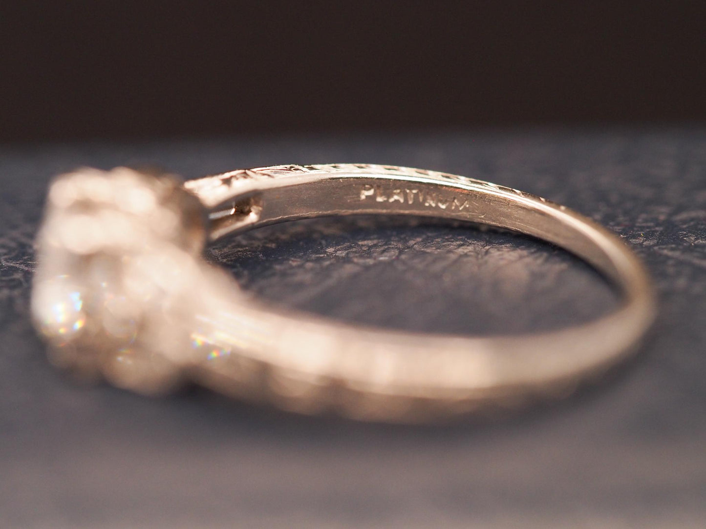Estate Art Deco Platinum Old European Diamond Engagement Ring - VHK#314a