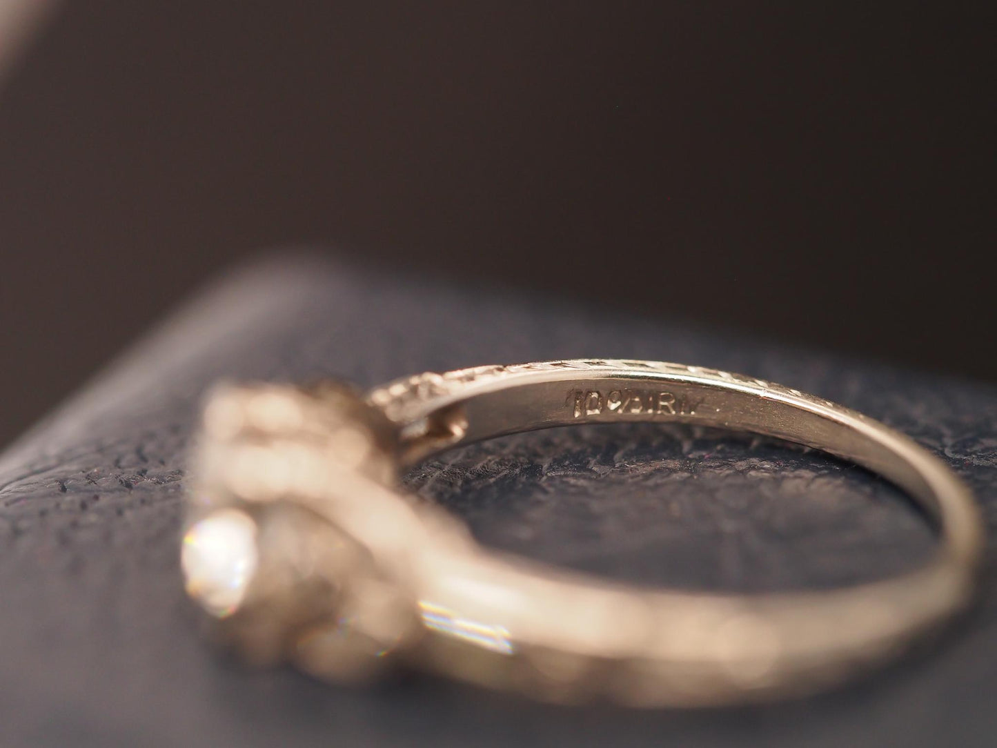 Estate Art Deco Platinum Old European Diamond Engagement Ring - VHK#314a