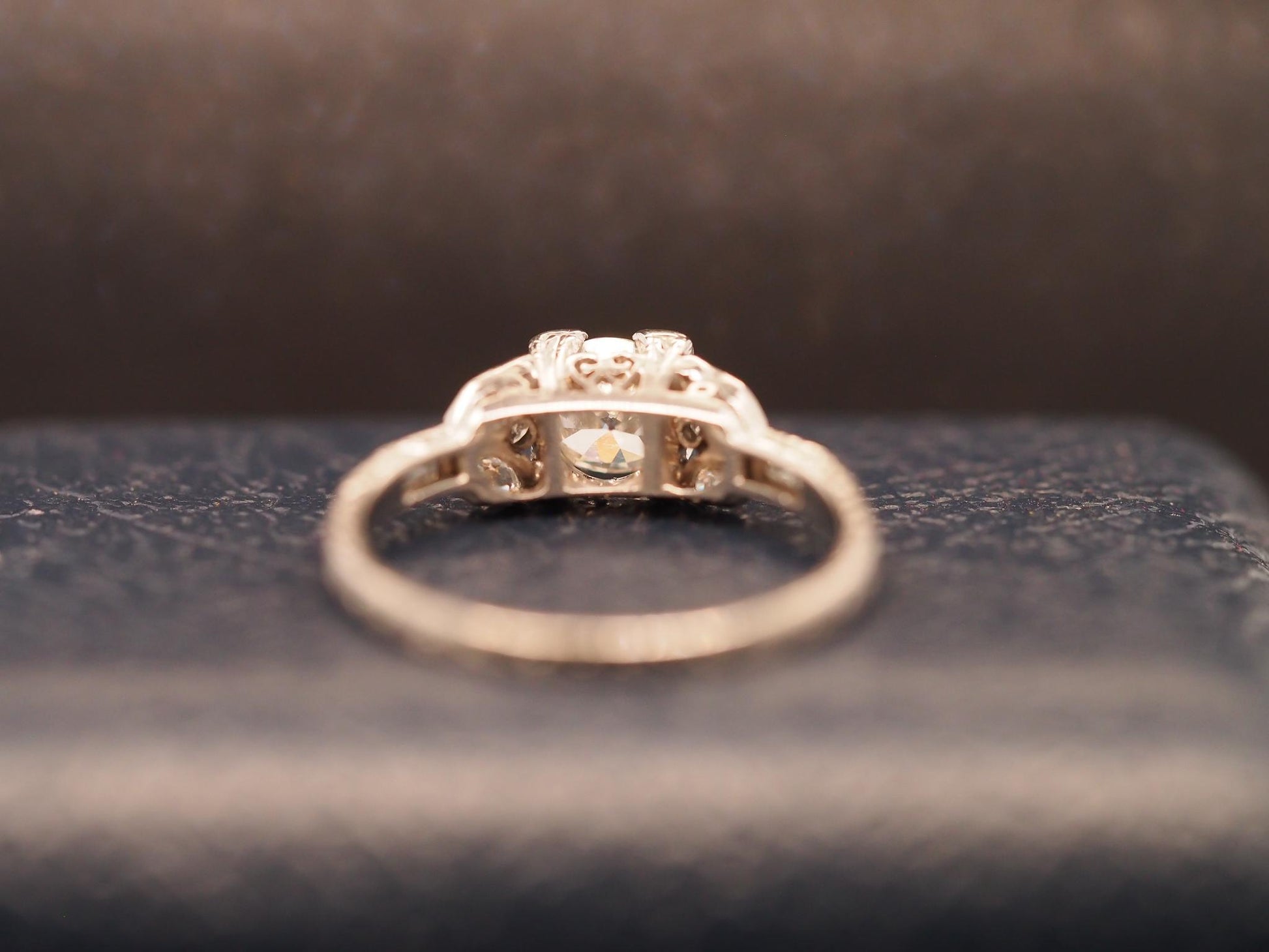Estate Art Deco Platinum Old European Diamond Engagement Ring - VHK#314a