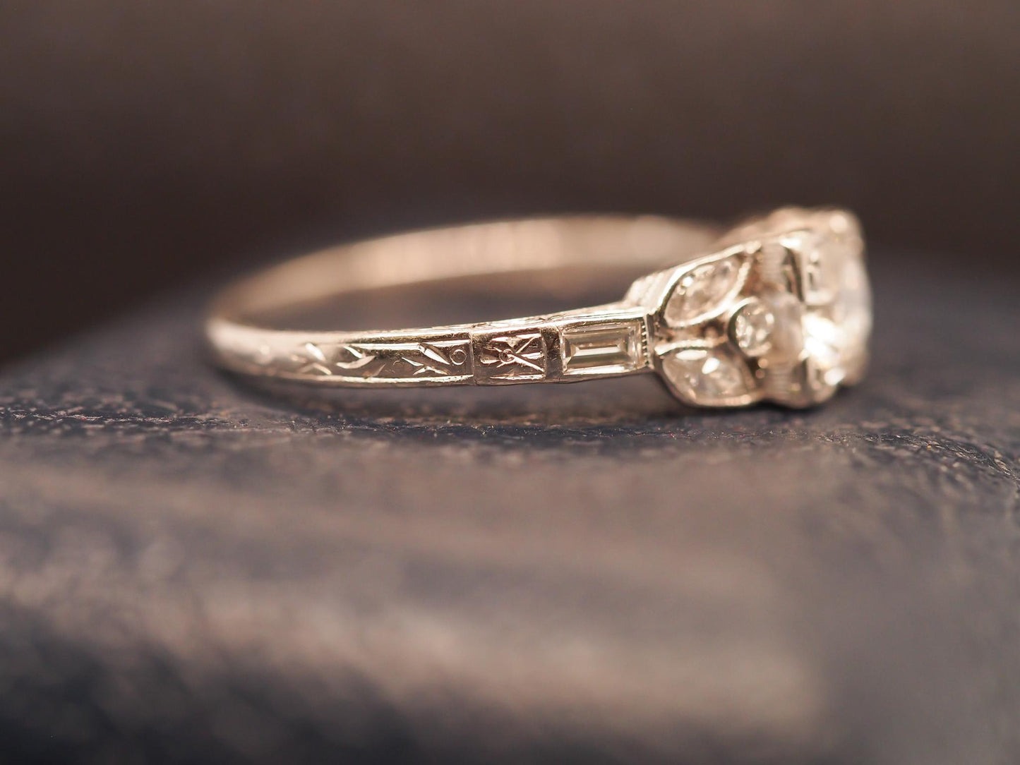 Estate Art Deco Platinum Old European Diamond Engagement Ring - VHK#314a