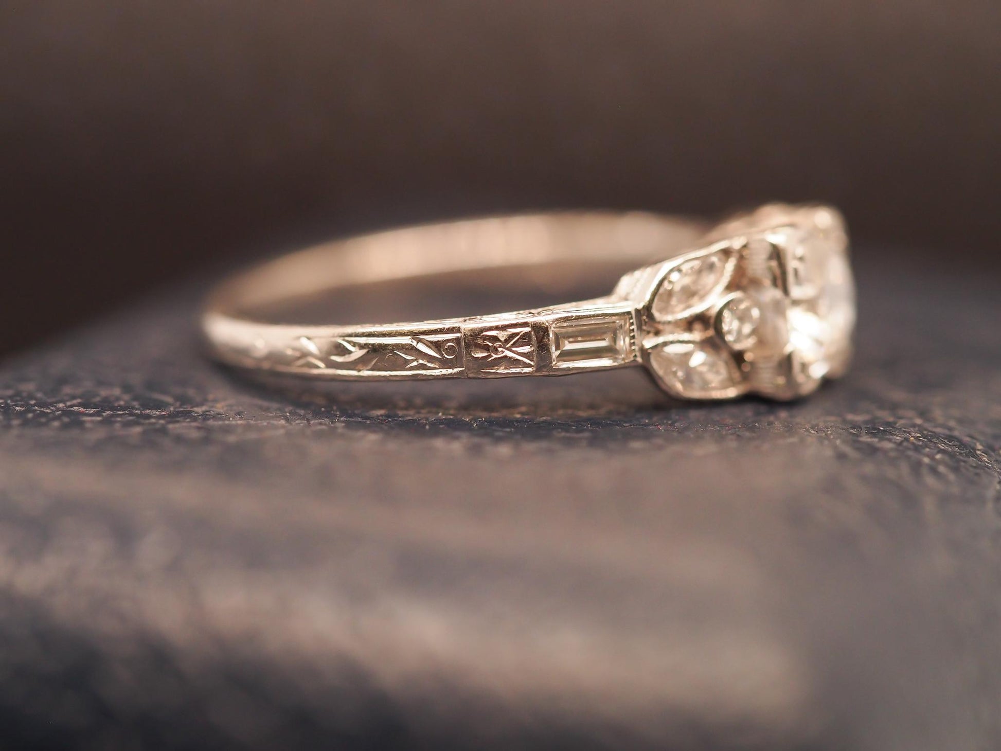Estate Art Deco Platinum Old European Diamond Engagement Ring - VHK#314a
