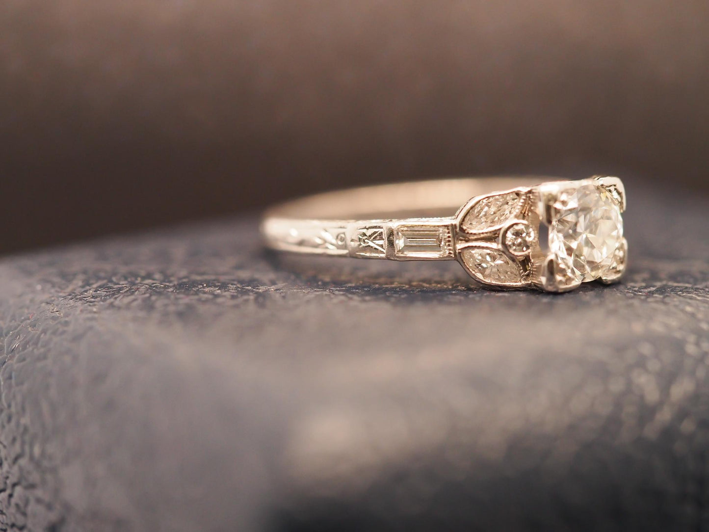 Estate Art Deco Platinum Old European Diamond Engagement Ring - VHK#314a