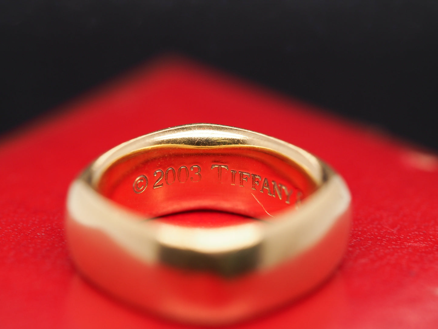 Estate Tiffany and Co. 18K Yellow Gold Wide Thick Band - VHK#328a