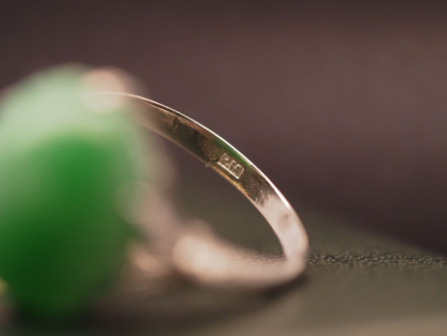Platinum Vintage Jade Ring with ornate open work - VHK#329