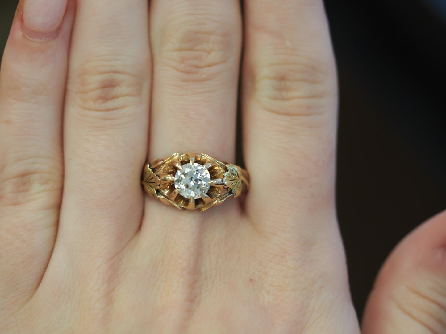Estate 1.25ct Old European Cut Diamond in 10K  Gold Two Tone Ring - VHK#305b