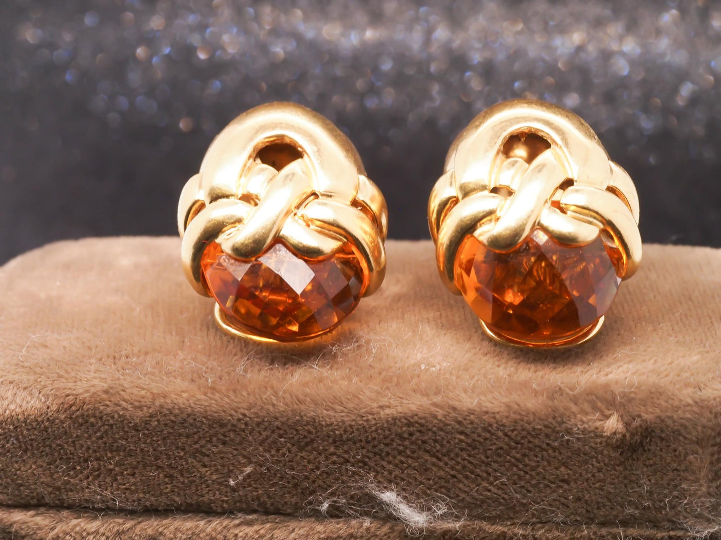 Estate 1970s 18K Yellow Gold Roberto Legnazzi Citrine Earrings - VHK#447A