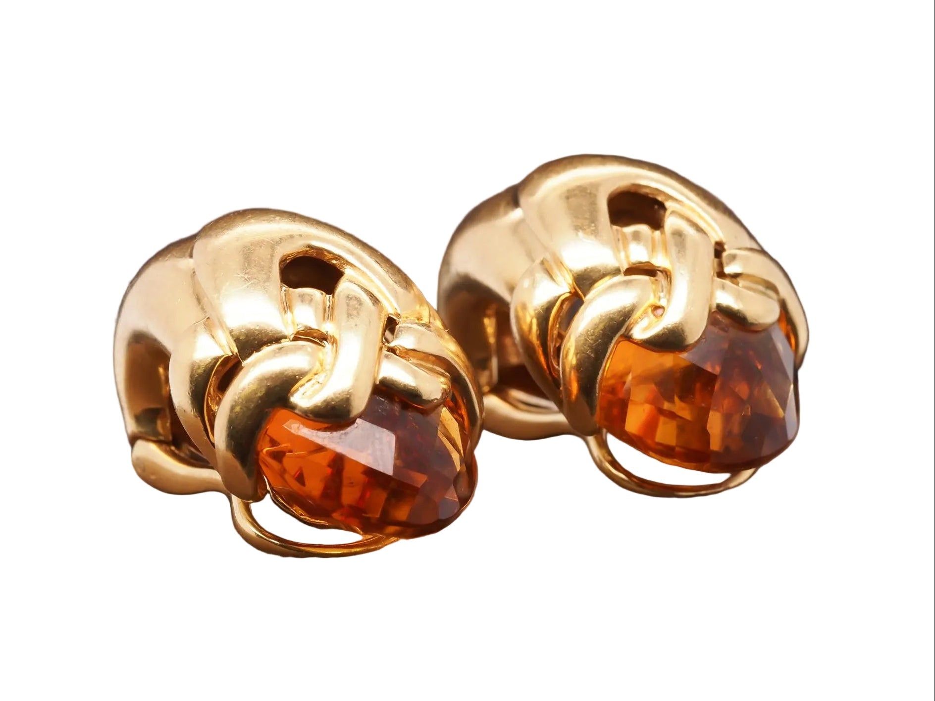 Estate 1970s 18K Yellow Gold Roberto Legnazzi Citrine Earrings - VHK#447A