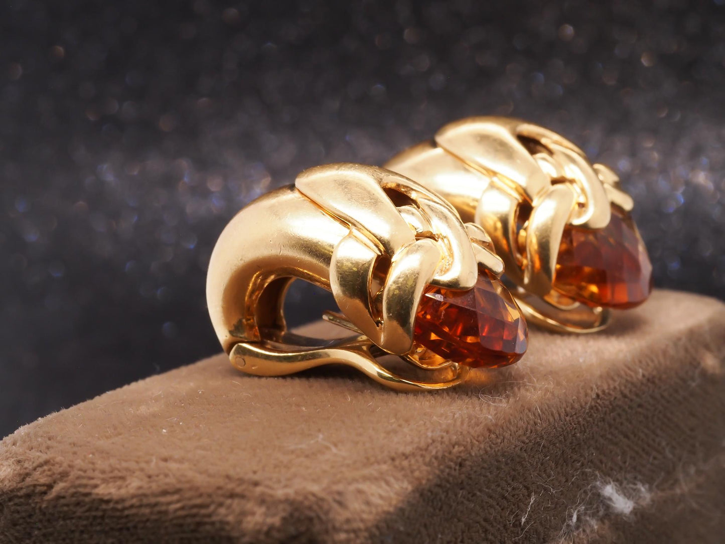 Estate 1970s 18K Yellow Gold Roberto Legnazzi Citrine Earrings - VHK#447A