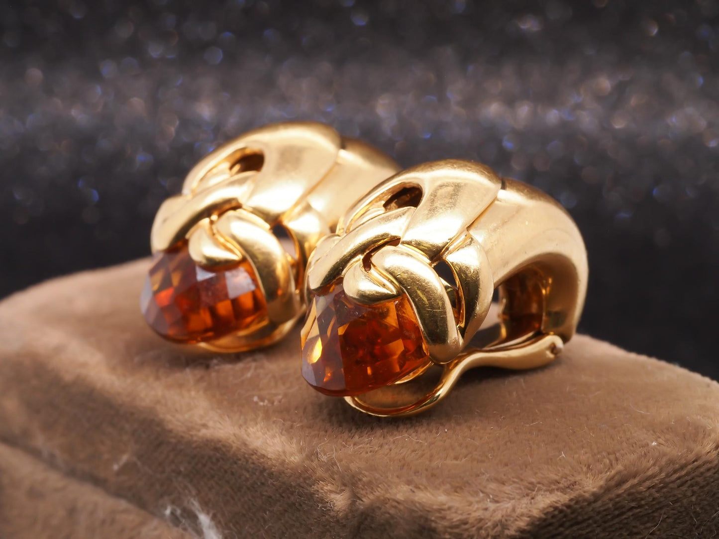Estate 1970s 18K Yellow Gold Roberto Legnazzi Citrine Earrings - VHK#447A