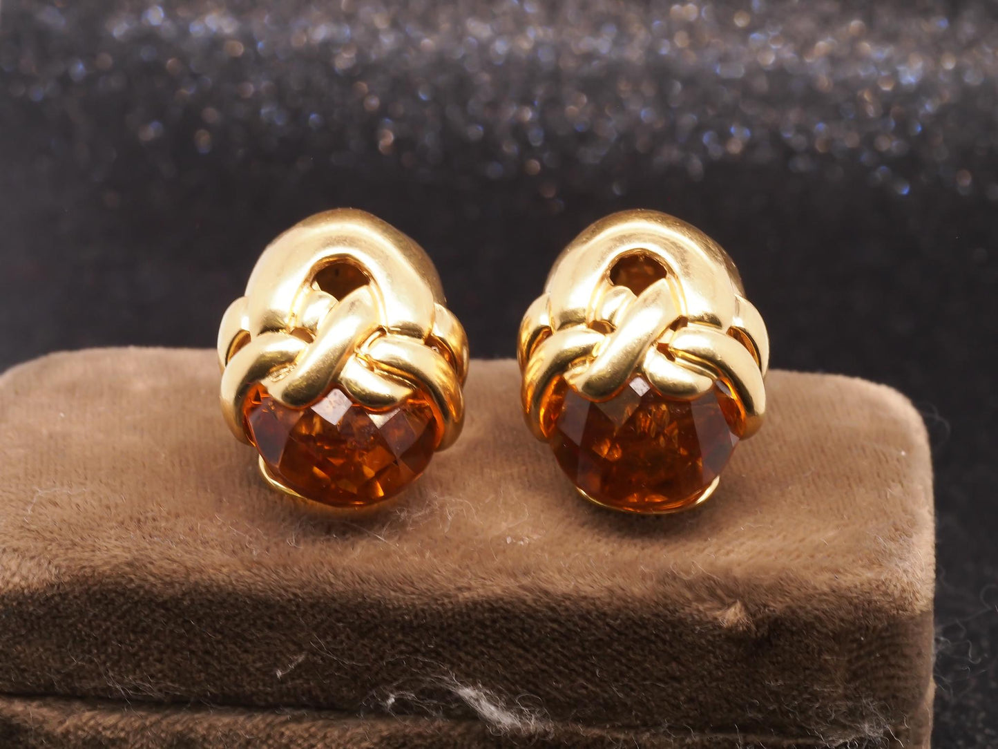 Estate 1970s 18K Yellow Gold Roberto Legnazzi Citrine Earrings - VHK#447A