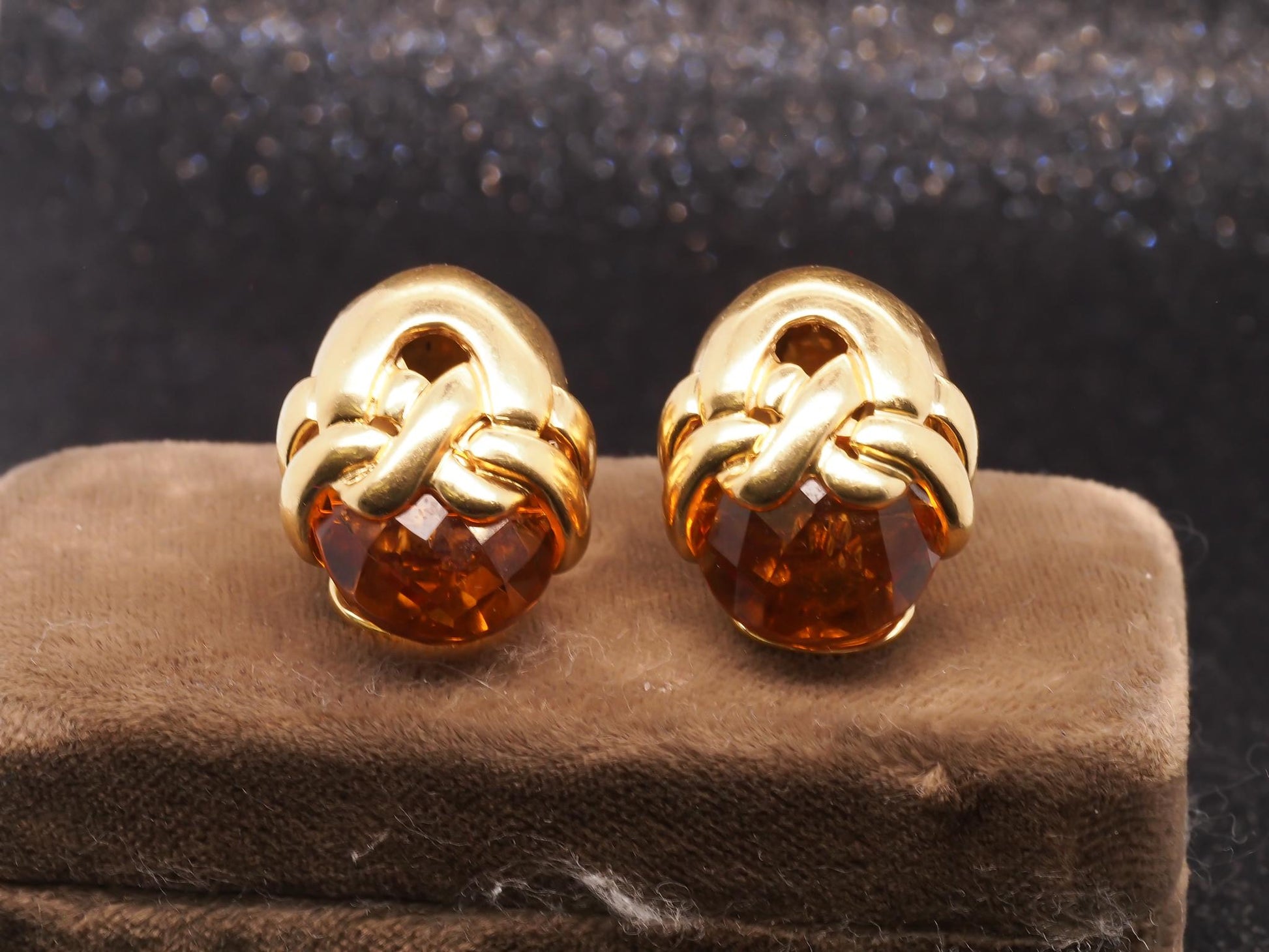 Estate 1970s 18K Yellow Gold Roberto Legnazzi Citrine Earrings - VHK#447A