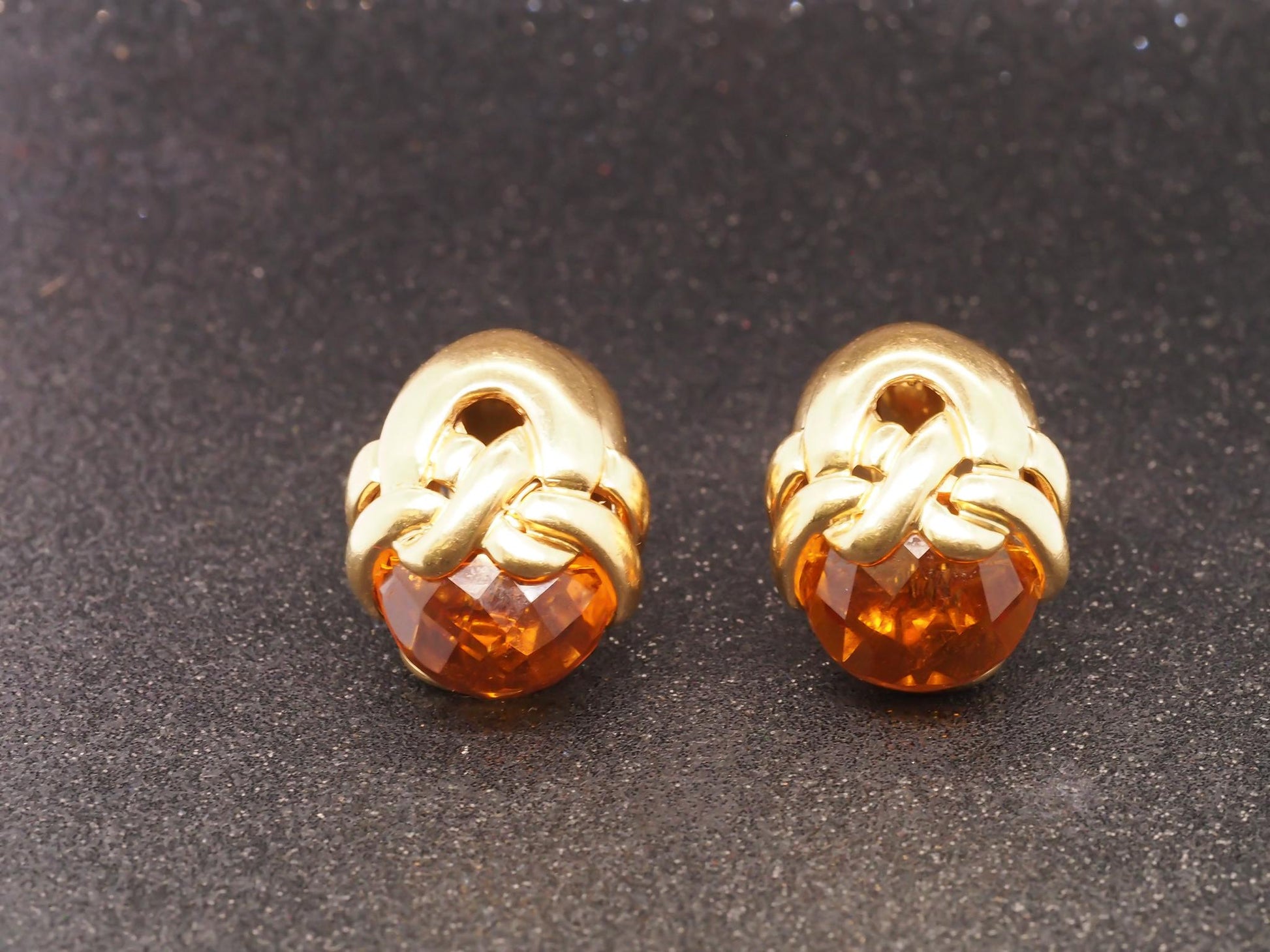 Estate 1970s 18K Yellow Gold Roberto Legnazzi Citrine Earrings - VHK#447A