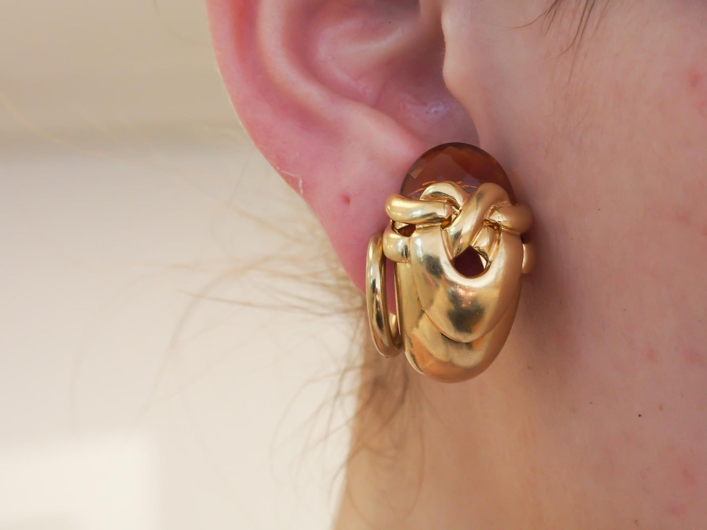 Estate 1970s 18K Yellow Gold Roberto Legnazzi Citrine Earrings - VHK#447A