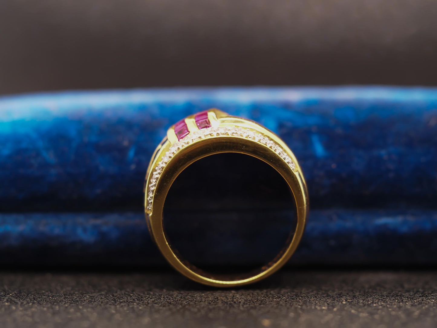 Estate 18K Yellow Gold Levian Ruby, Sapphire and Diamond Ring - VHK#449B