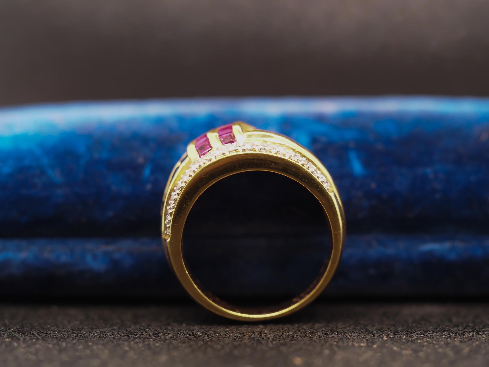 Estate 18K Yellow Gold Levian Ruby, Sapphire and Diamond Ring - VHK#449B