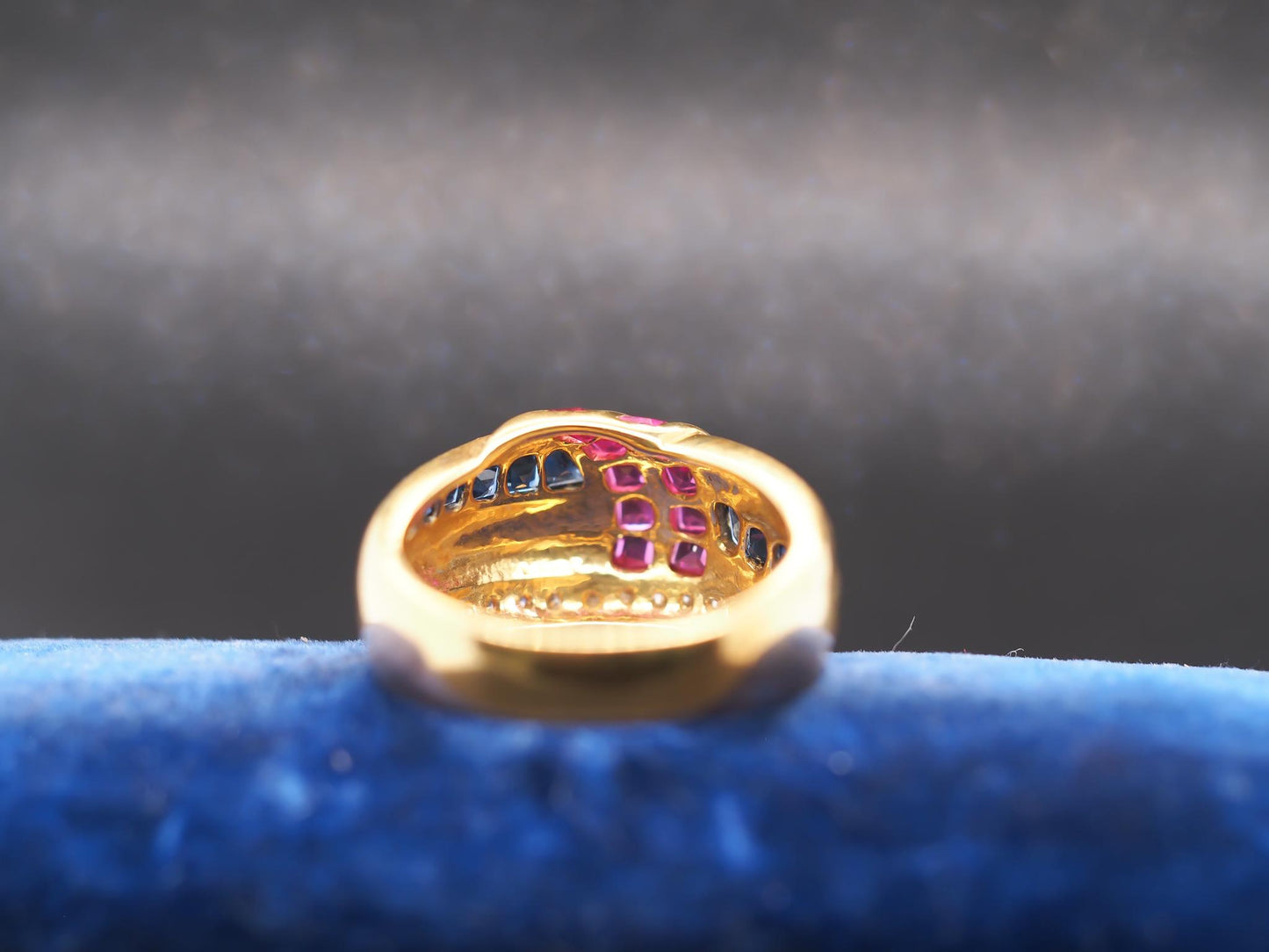 Estate 18K Yellow Gold Levian Ruby, Sapphire and Diamond Ring - VHK#449B
