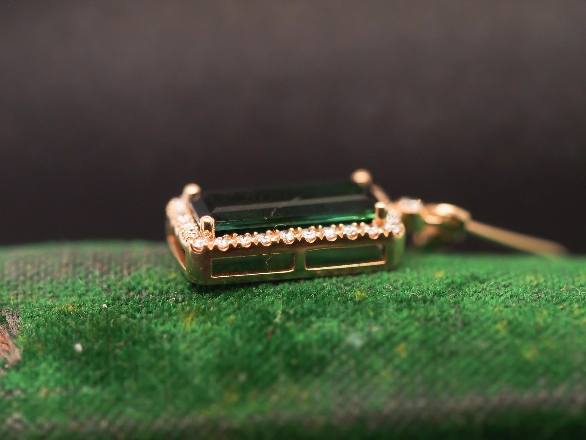 Estate 14K Yellow Gold Tourmaline & Diamond Earrings - VHK#351A