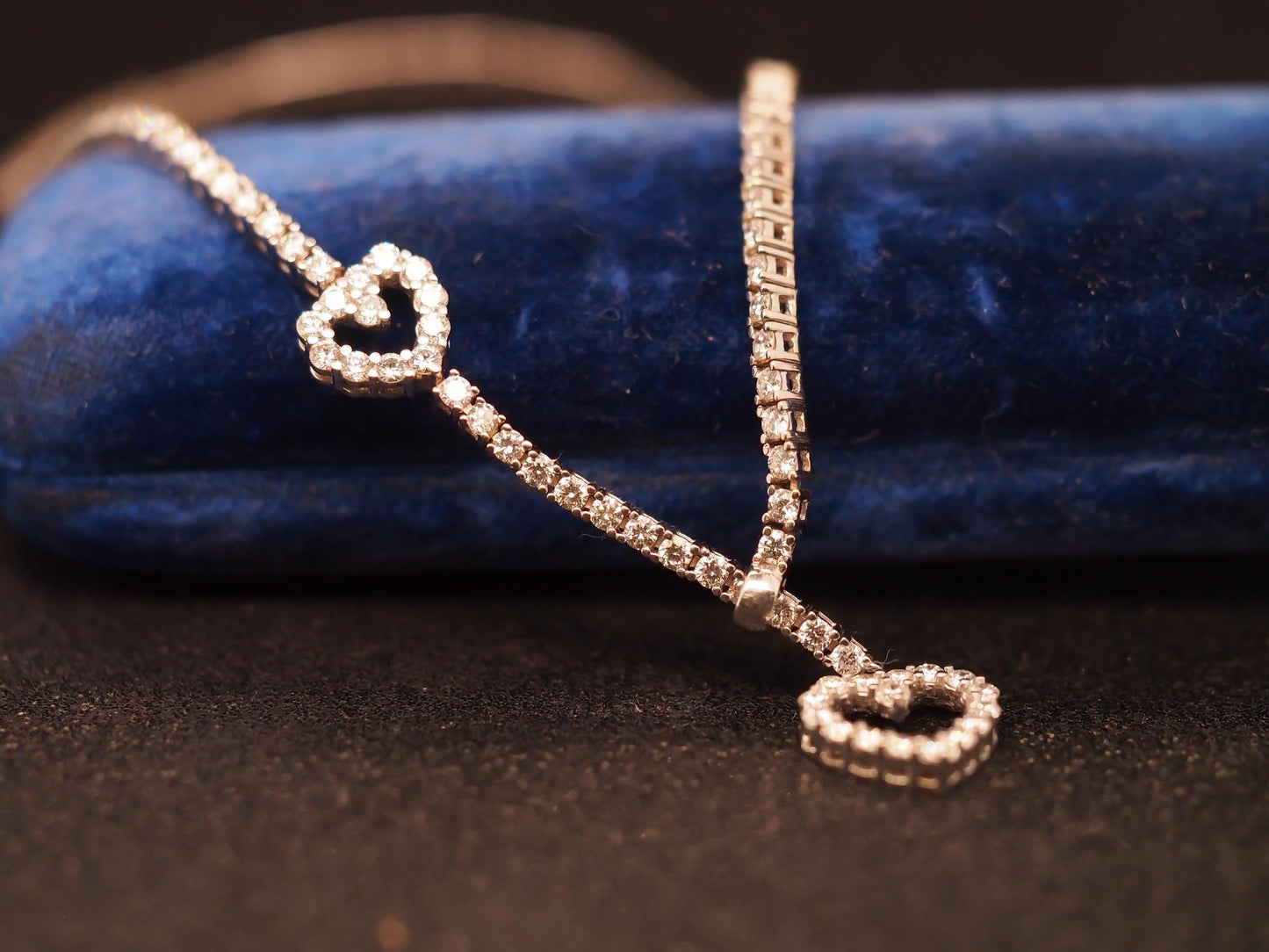 Estate 18K White Gold Diamond Heart Necklace - VHK#282a