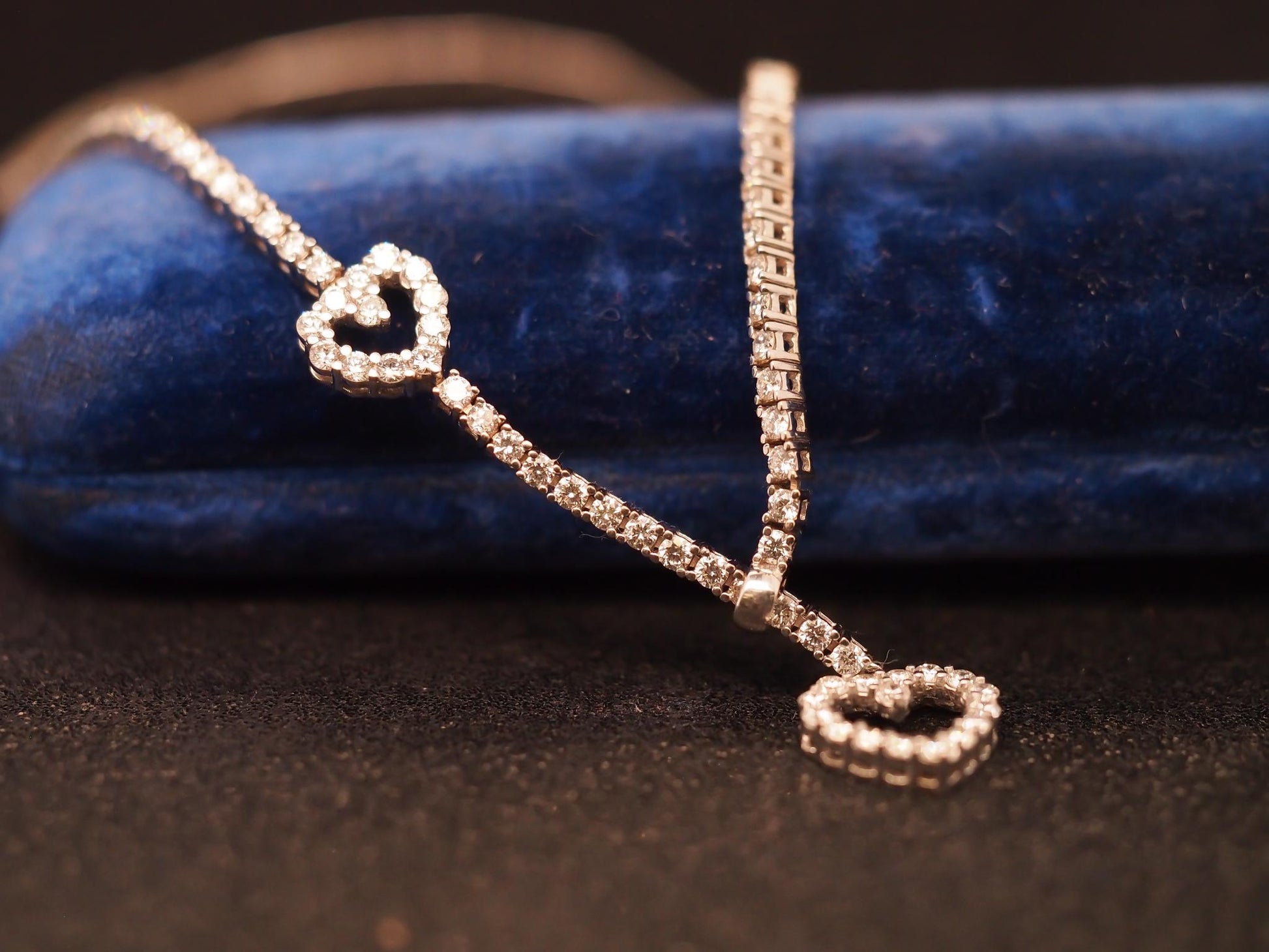 Estate 18K White Gold Diamond Heart Necklace - VHK#282a