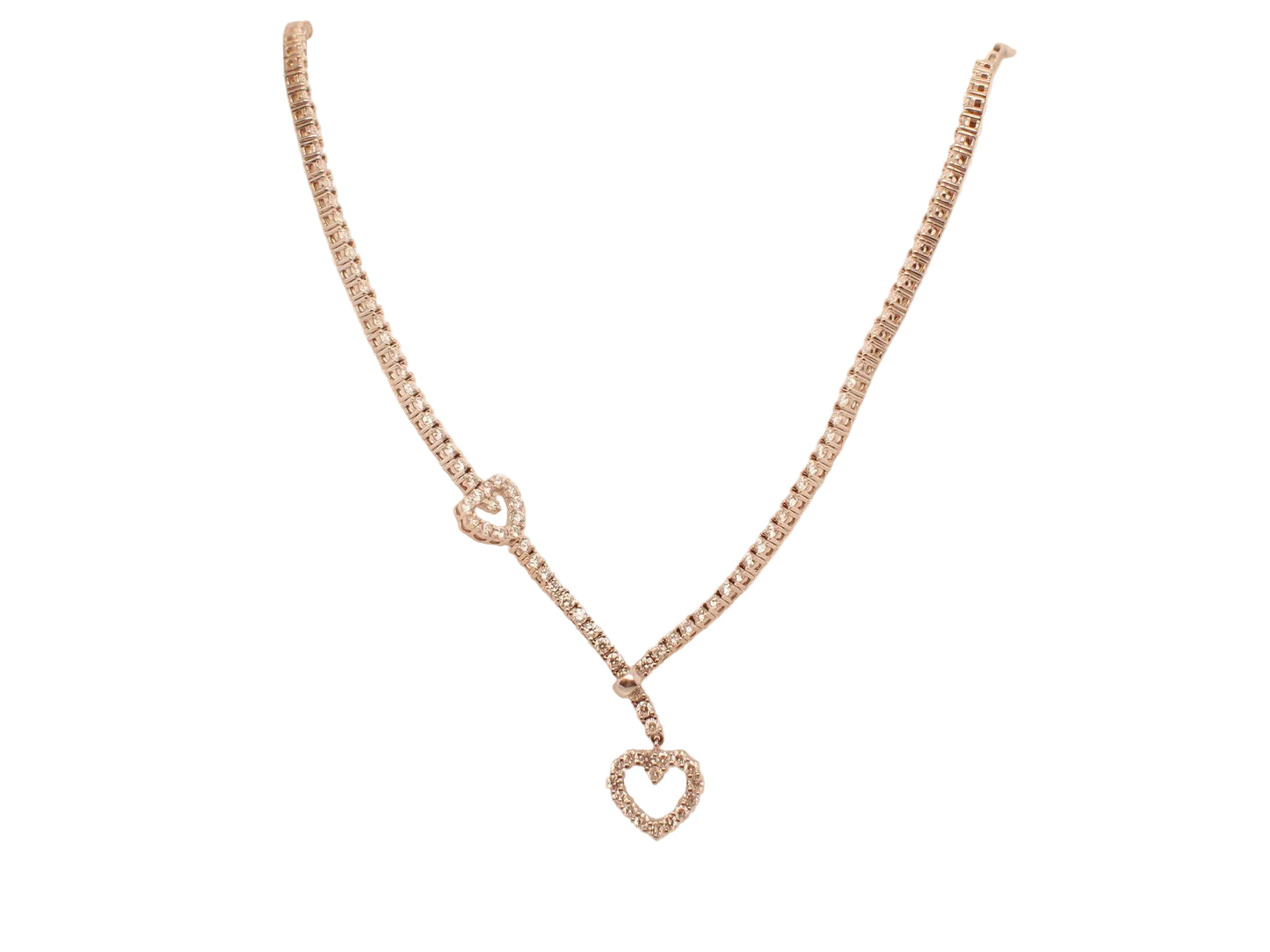 Estate 18K White Gold Diamond Heart Necklace - VHK#282a