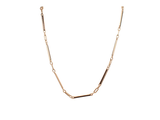 Estate Art Deco 14K White Gold and Enamel, Hand Engraved Chain - VHK#364A